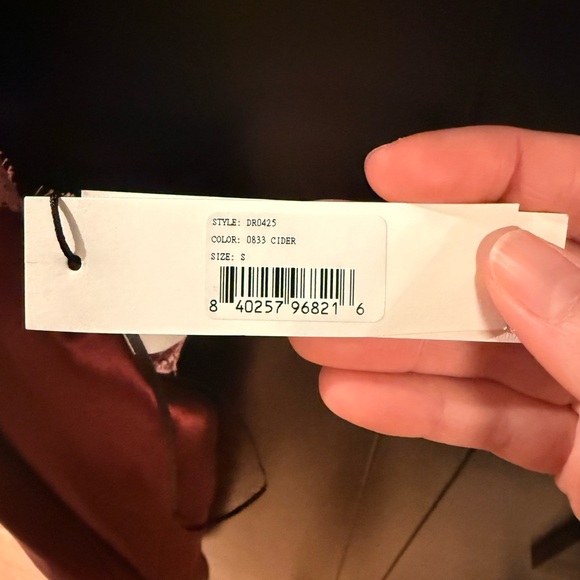 Fleur du Mal Deep Red Satin Midi Dress with Pink Lace - Picture 3 of 4